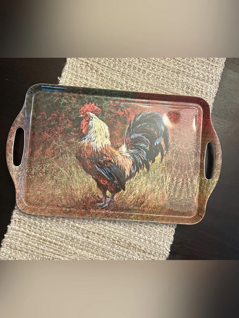 Rooster melamine serving tray